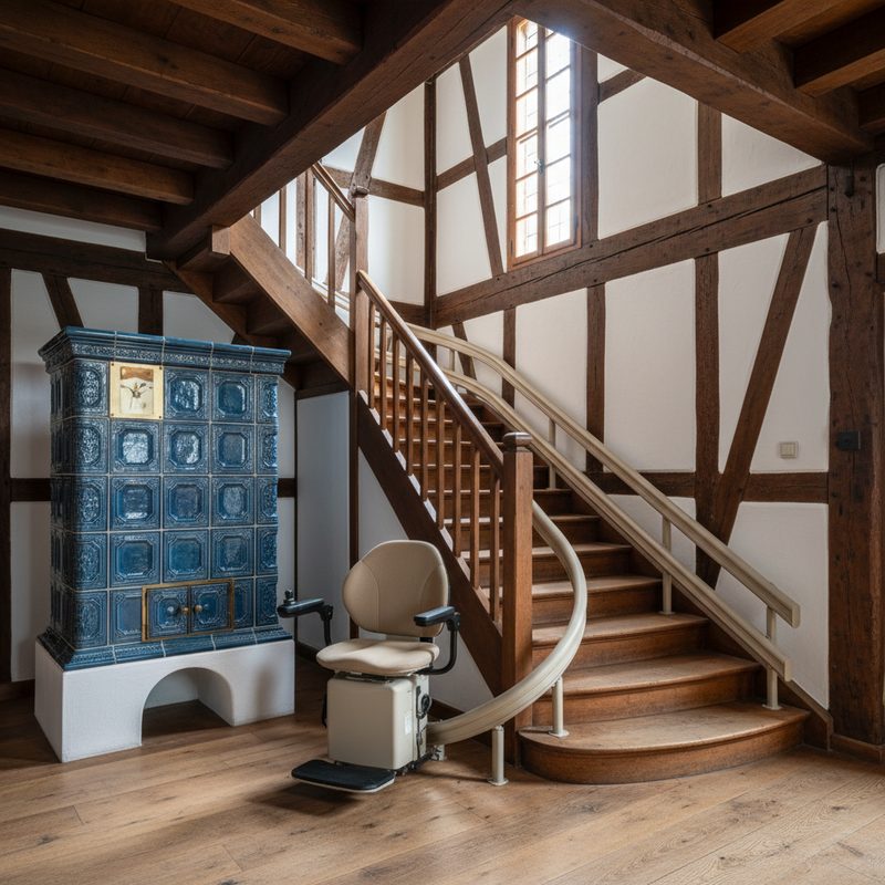 Monte-escalier tournant installé par A2L Seniors en Grand Est