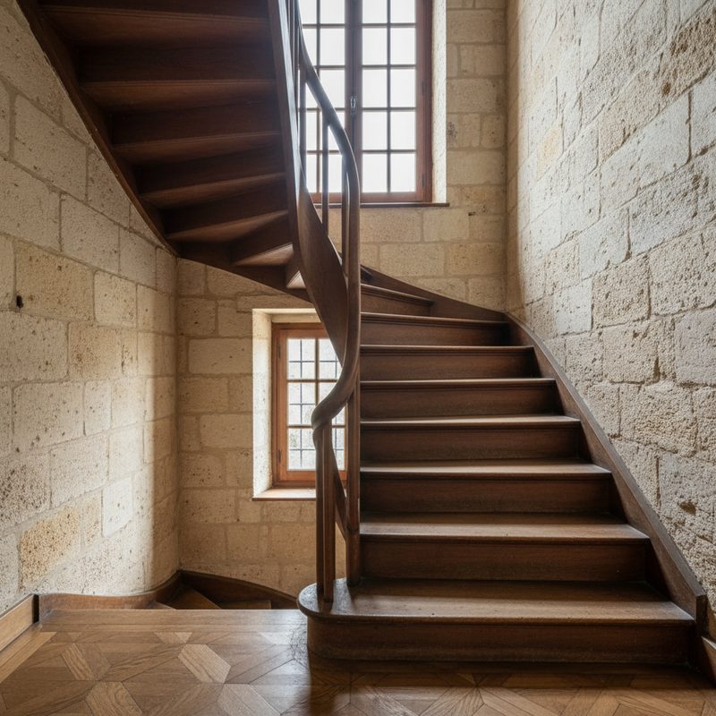 Escalier intérieur tournant sans monte-escalier en Nouvelle-Aquitaine