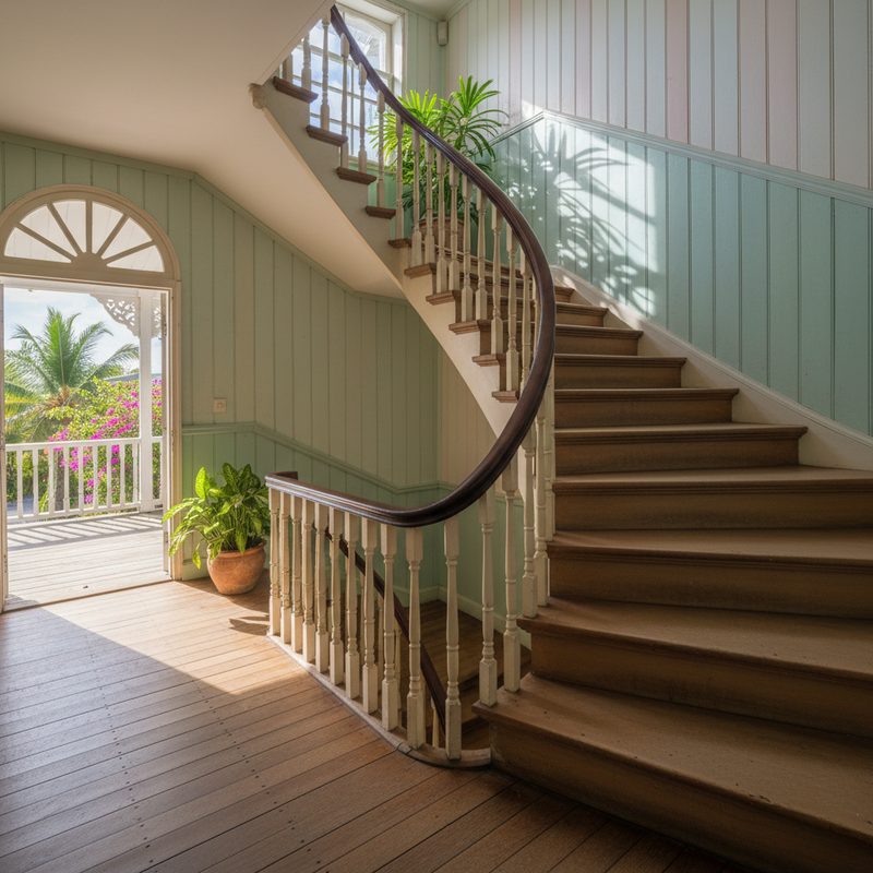 Escalier intérieur tournant sans monte-escalier en La Réunion