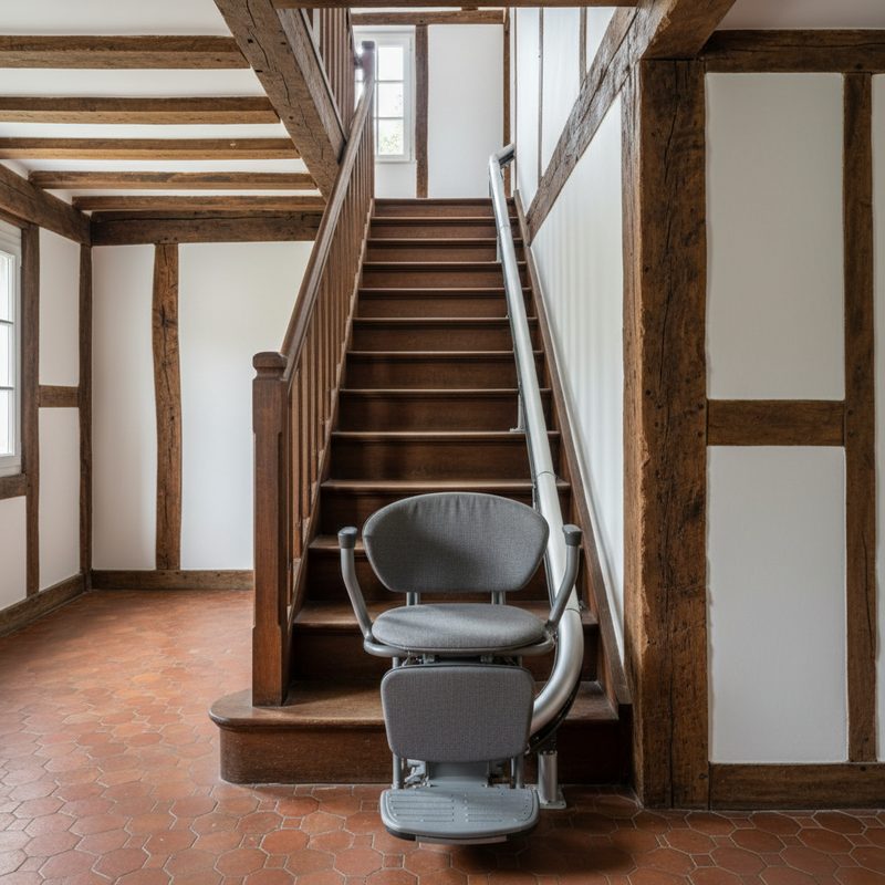 Monte-escalier droit motorisé installé en Normandie