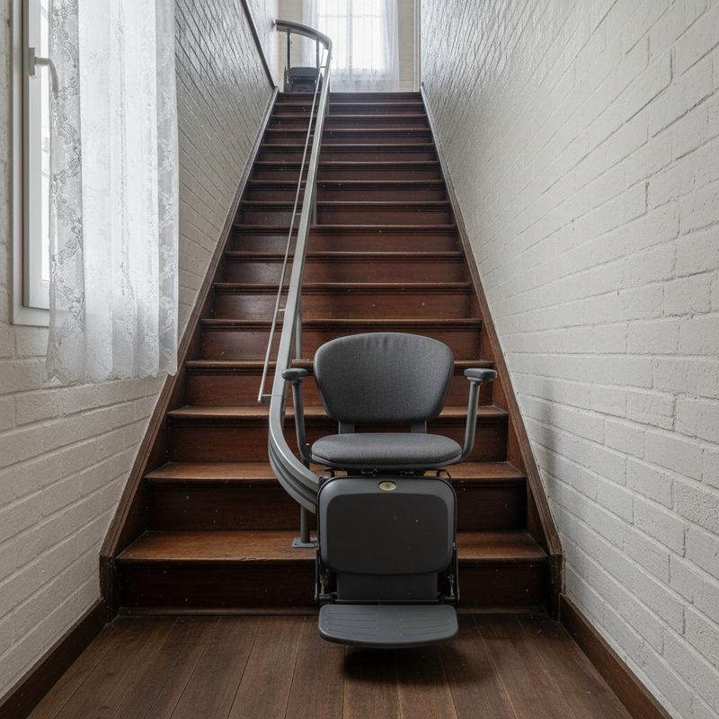 Monte-escalier droit motorisé installé en Hauts-de-France
