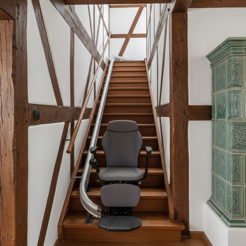 Monte-escalier droit motorisé installé en Grand Est