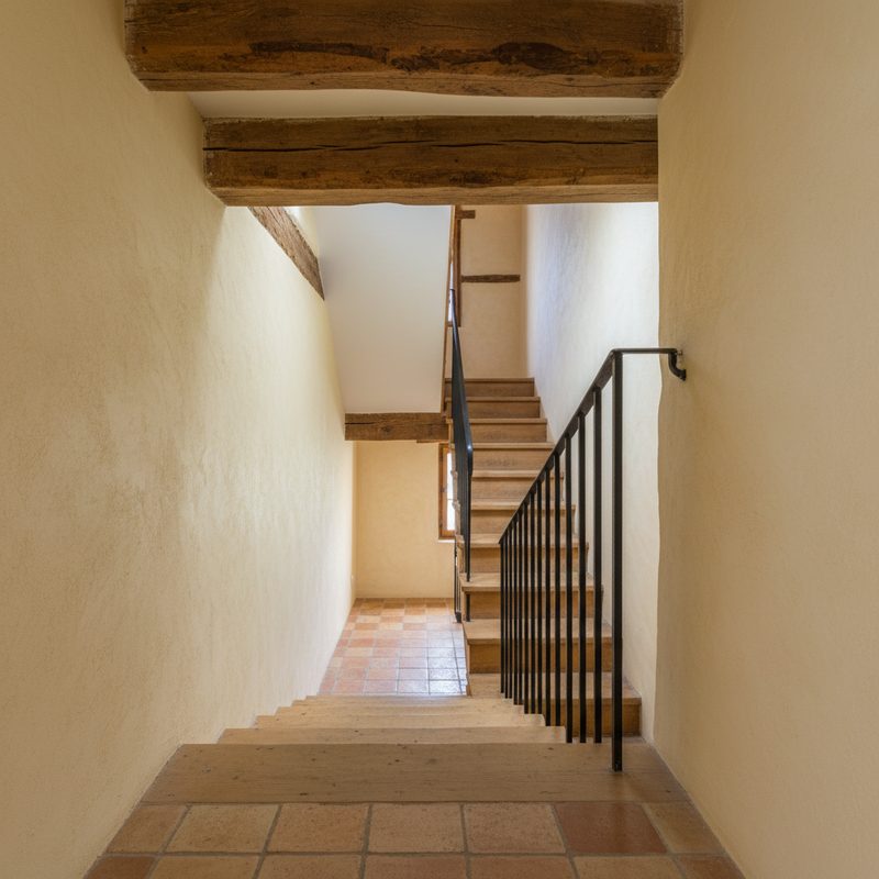 Escalier droit étroit avant aménagement en Provence-Alpes-Côte d'Azur