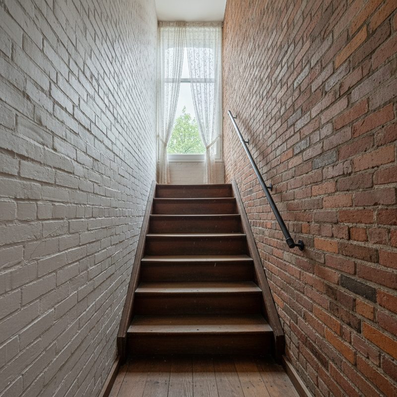 Escalier droit étroit avant aménagement en Hauts-de-France