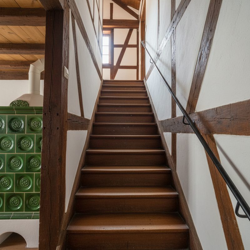 Escalier droit étroit avant aménagement en Grand Est