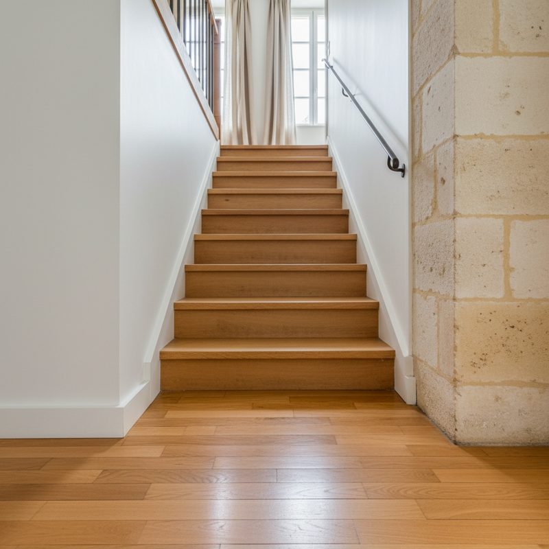 Escalier droit étroit avant aménagement en Pays de la Loire