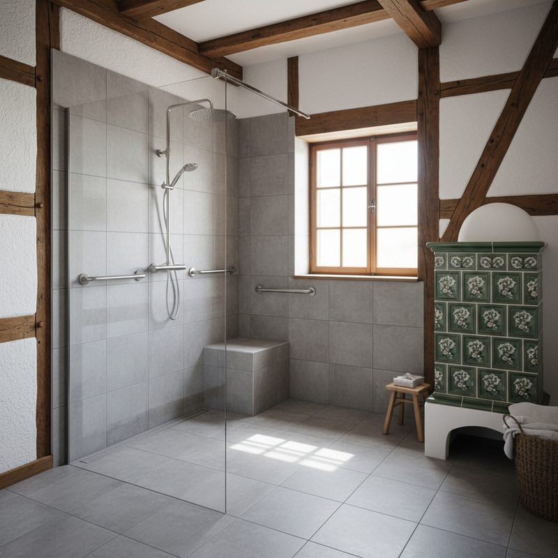 Douche senior à l'italienne sécurisée installée en Grand Est
