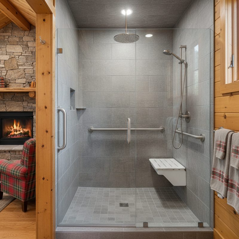 Douche senior à l'italienne sécurisée installée en Auvergne-Rhône-Alpes