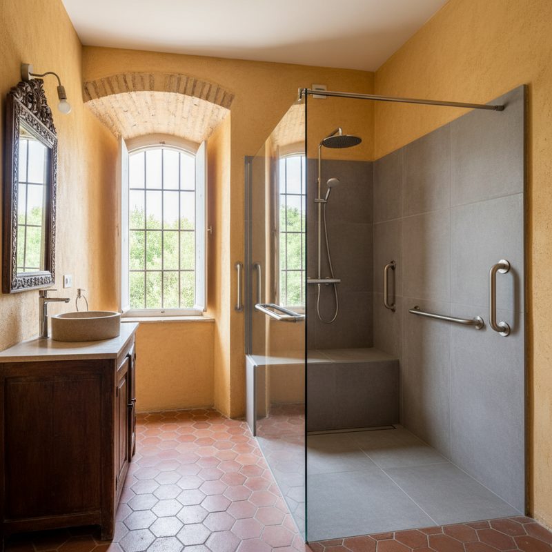 Douche senior à l'italienne sécurisée installée en Occitanie