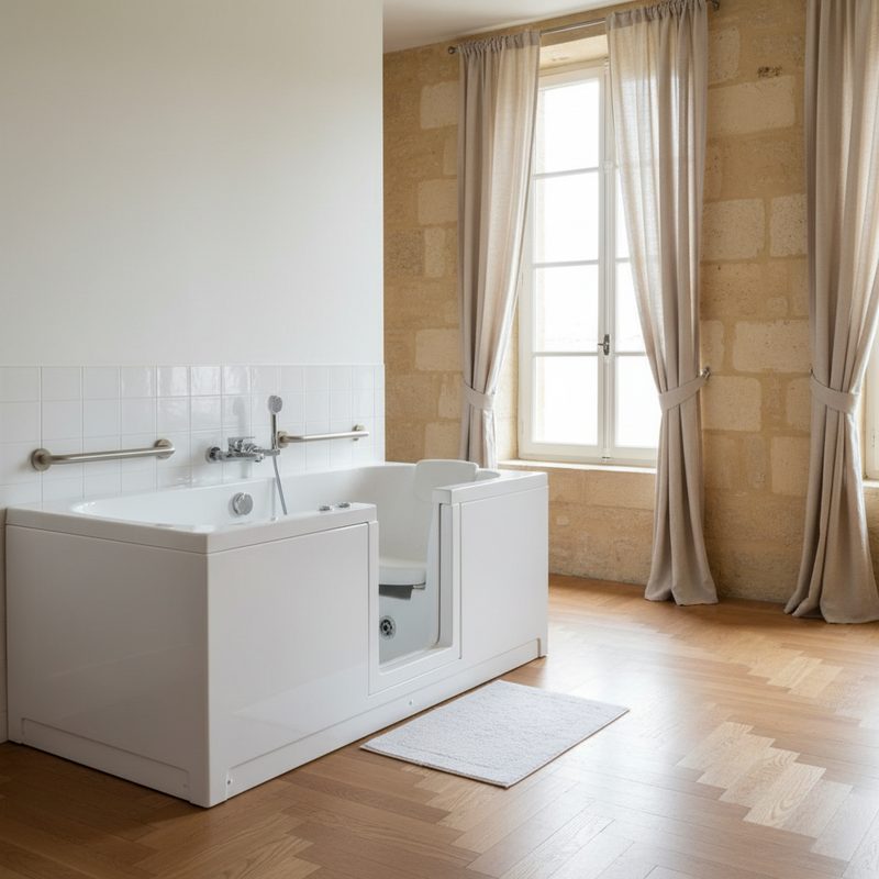 Baignoire à porte sécurisée avec siège intégré en Pays de la Loire