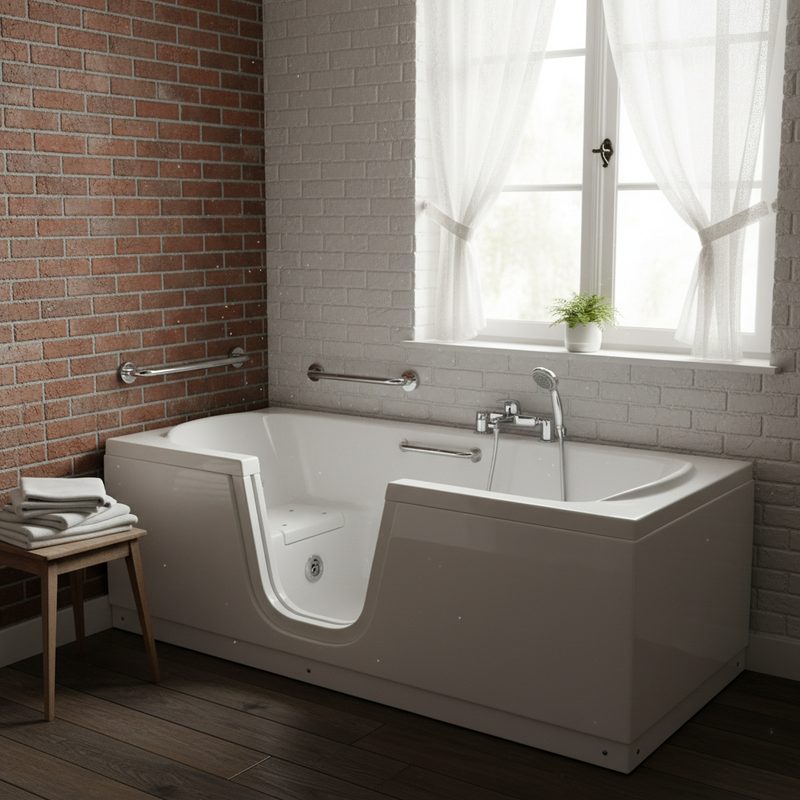 Baignoire à porte sécurisée avec siège intégré en Hauts-de-France