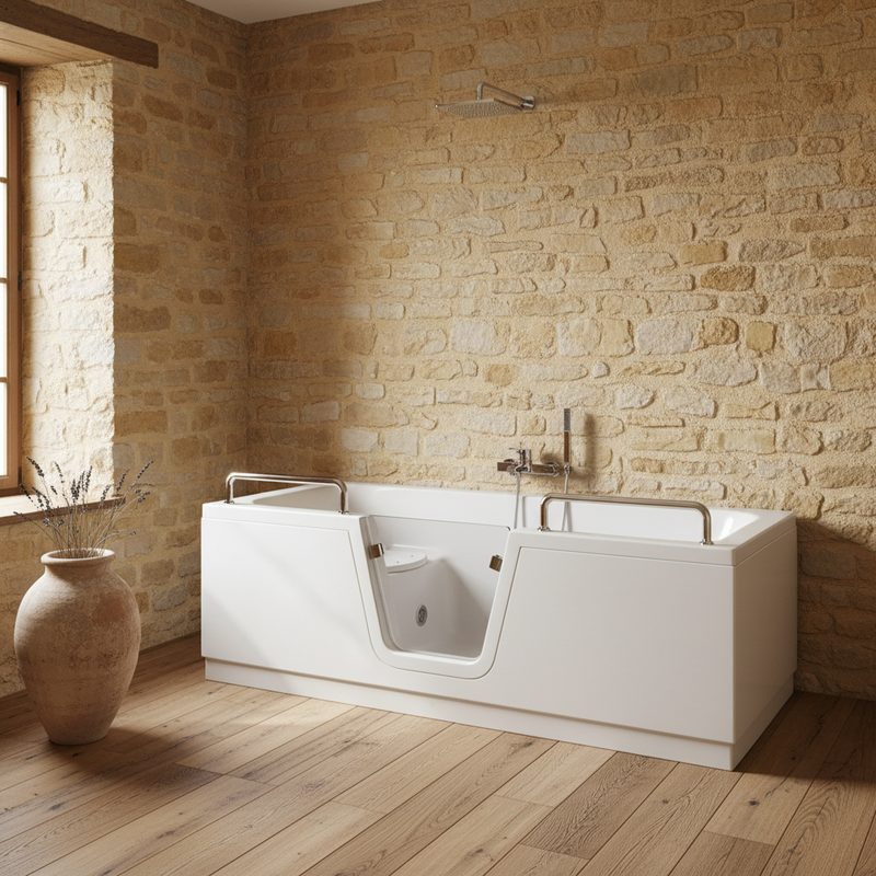 Baignoire à porte sécurisée avec siège intégré en Bourgogne-Franche-Comté