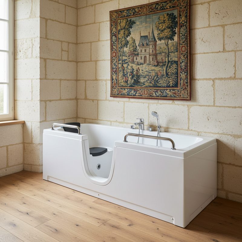 Baignoire à porte sécurisée avec siège intégré en Centre-Val de Loire