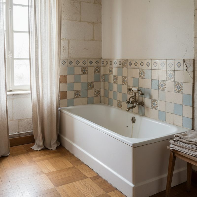 Salle de bain avec baignoire standard difficile d'accès en Pays de la Loire