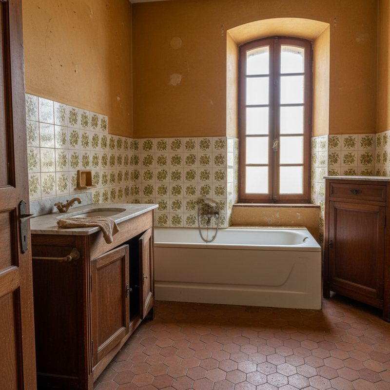 Salle de bain avec baignoire standard difficile d'accès en Occitanie