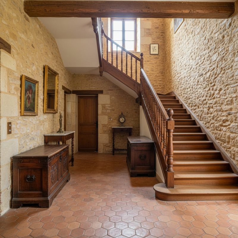 Cage d'escalier sans ascenseur privatif en Occitanie