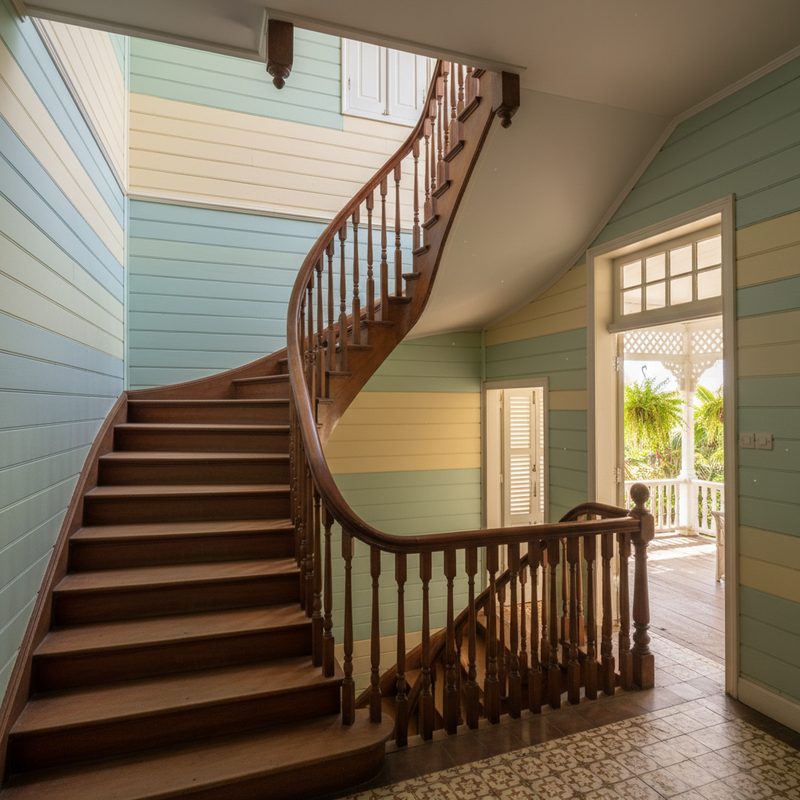 Cage d'escalier sans ascenseur privatif en La Réunion