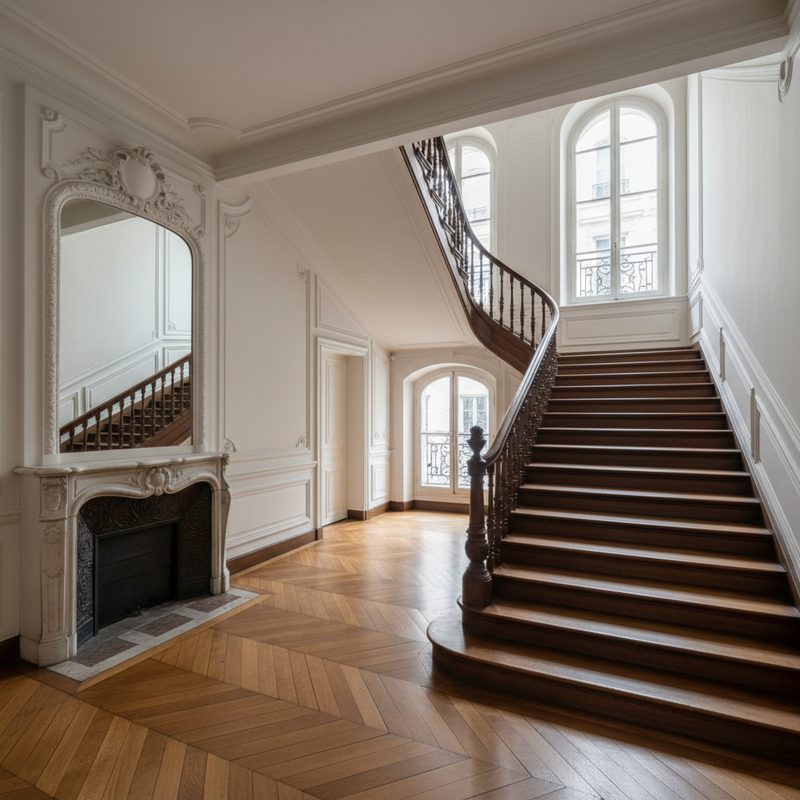 Cage d'escalier sans ascenseur privatif en Île-de-France