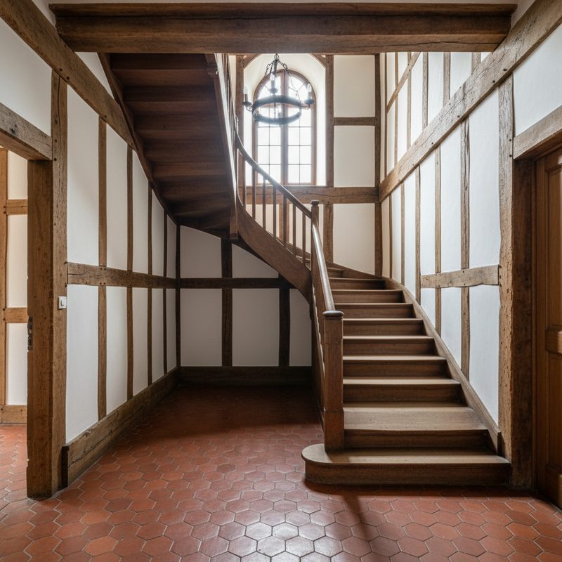 Cage d'escalier sans ascenseur privatif en Normandie