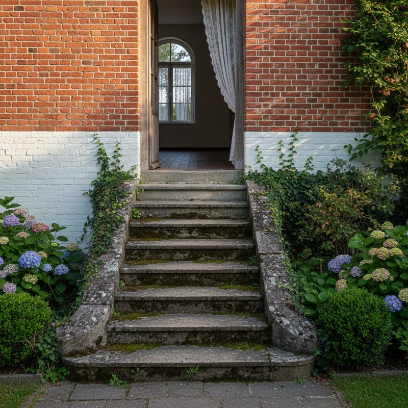 Escalier extérieur en pierre avant aménagement en Hauts-de-France