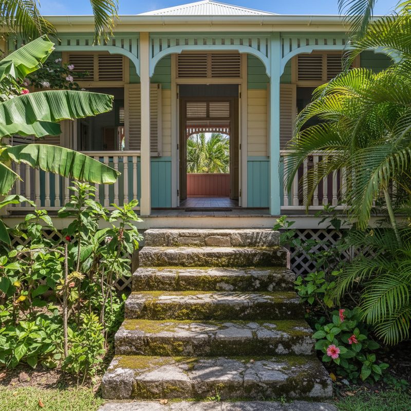 Escalier extérieur en pierre avant aménagement en La Réunion