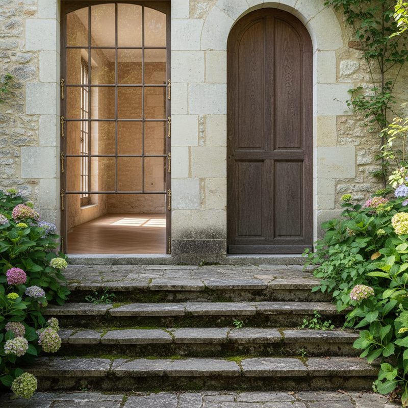 Escalier extérieur en pierre avant aménagement en Nouvelle-Aquitaine