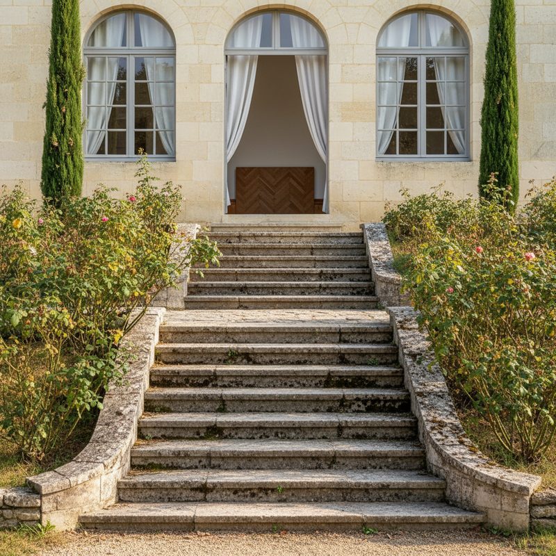 Escalier extérieur en pierre avant aménagement en Pays de la Loire