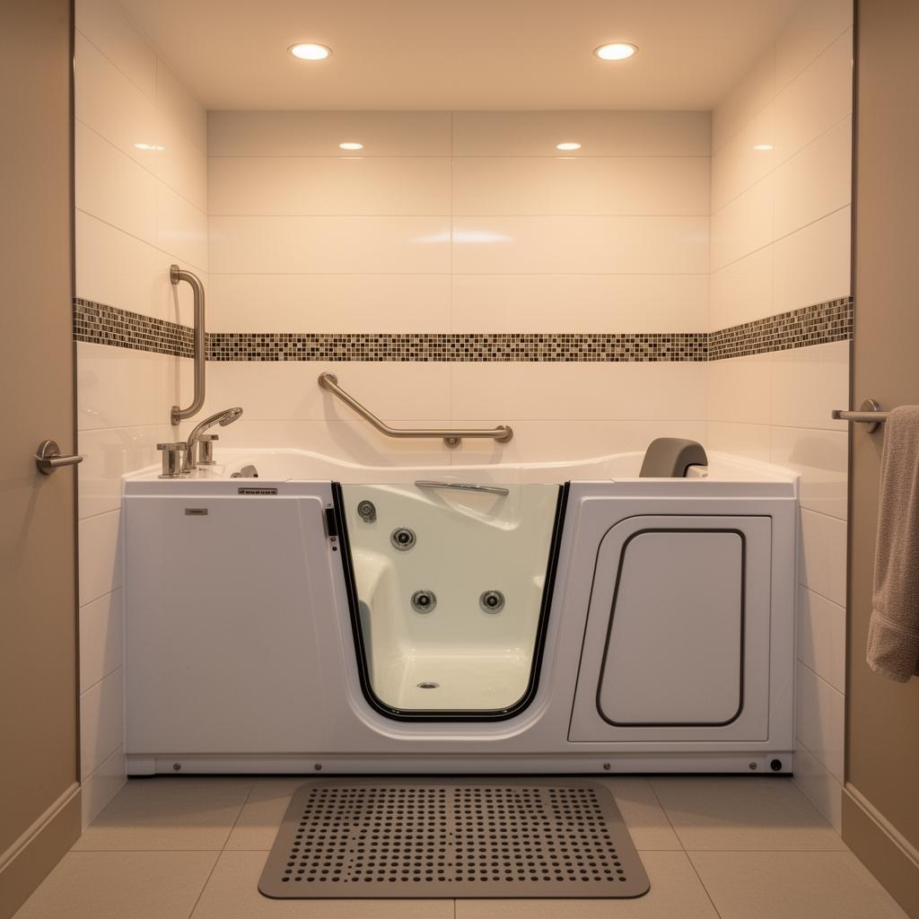 Baignoire à porte avec siège intégré