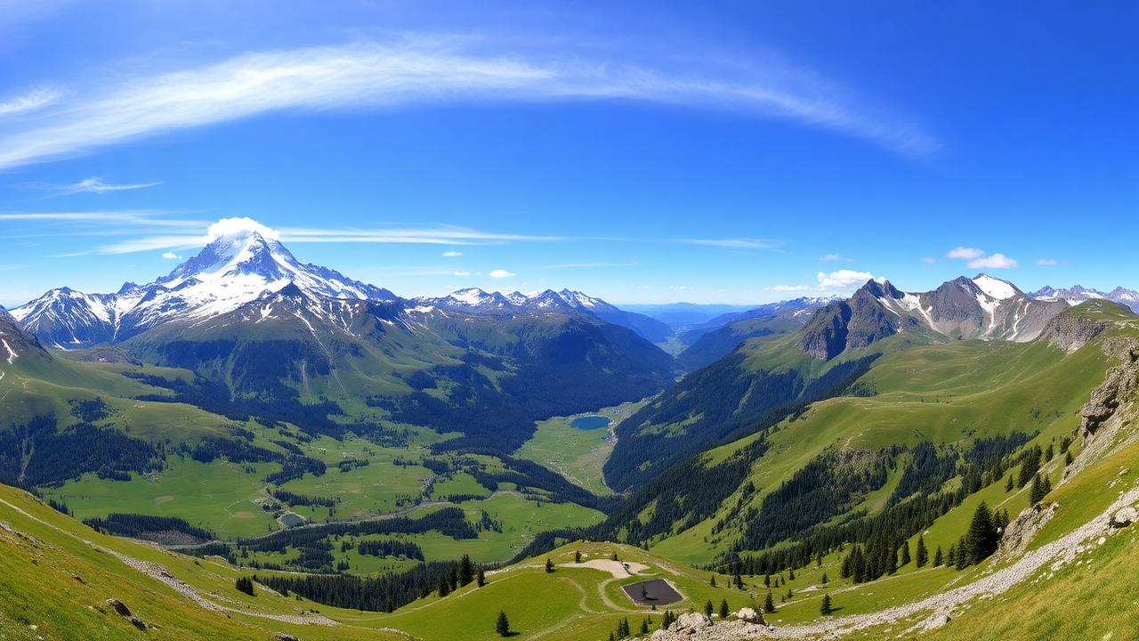 Panorama des Alpes françaises et vallées verdoyantes