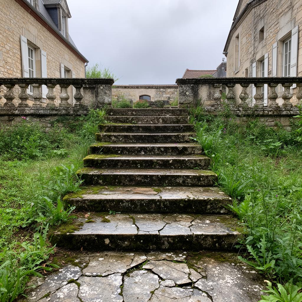 Escalier extérieur en pierre sans équipement