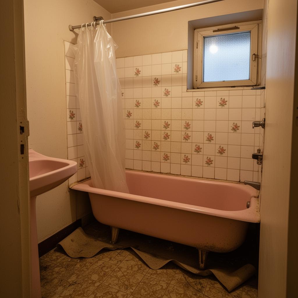 Salle de bain avec baignoire ancienne