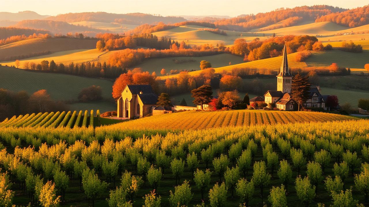 Vignobles bourguignons aux couleurs d'automne
