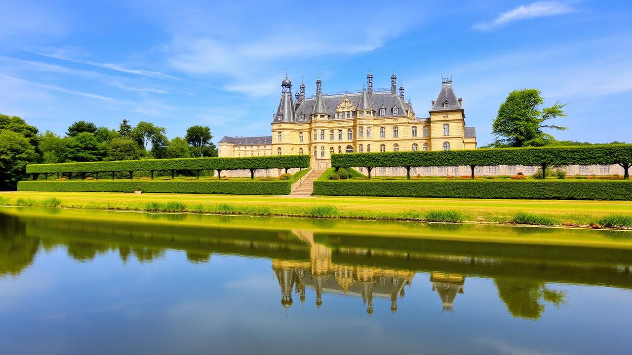 Château de la Loire reflété dans les eaux calmes