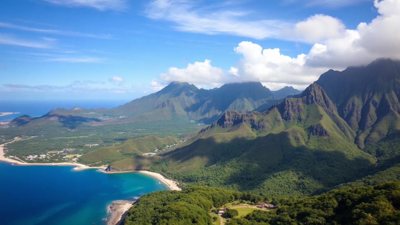 Montagnes volcaniques et lagon tropical de La Réunion