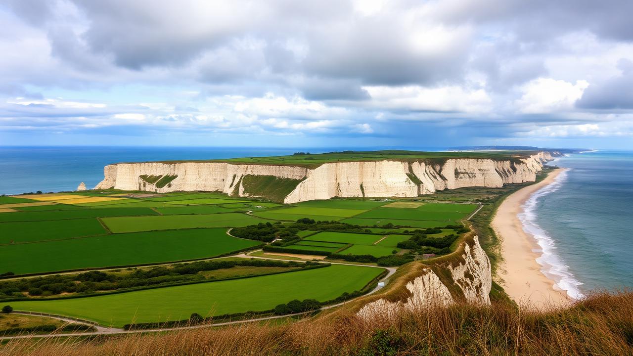 Falaises de craie de Normandie surplombant la Manche