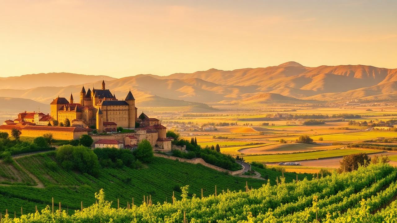 Cité médiévale d'Occitanie avec vignobles et Pyrénées